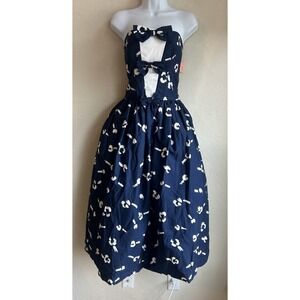 Vintage 80s S G Gilbert Strapless Boned Maxi Dress 12 NWT Romantic Bow Feminine